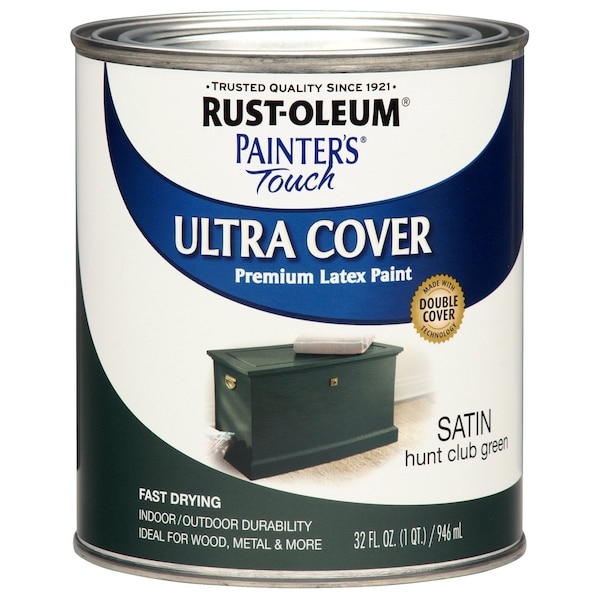 Rust-Oleum Interior/Exterior Paint, Satin, Hunt Club Green, Quart 267334 - main